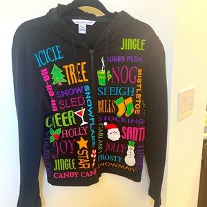 Holiday Theme Embroidered Zip Hoodie Jacket